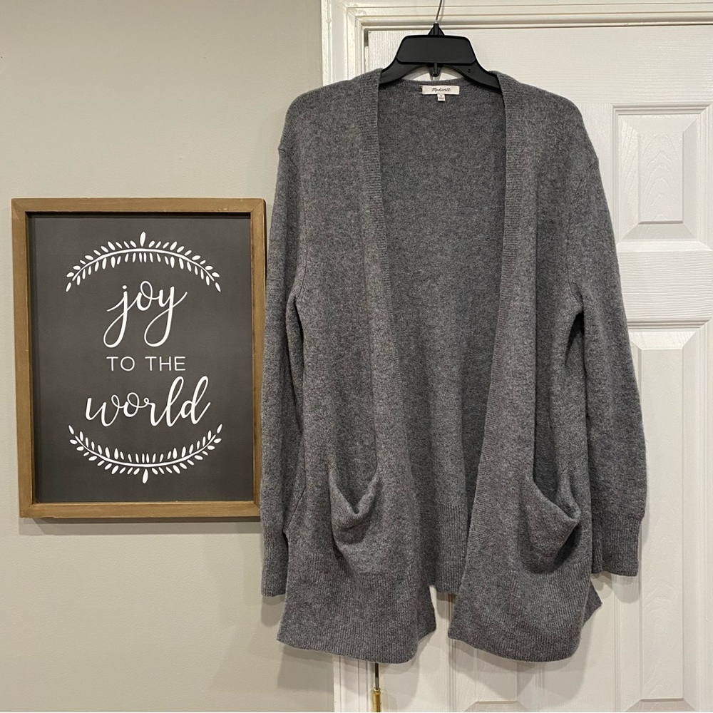 Madewell Cozy Walker Cardigan With Pockets Gray Merino Wool Alpaca Blend Medium
